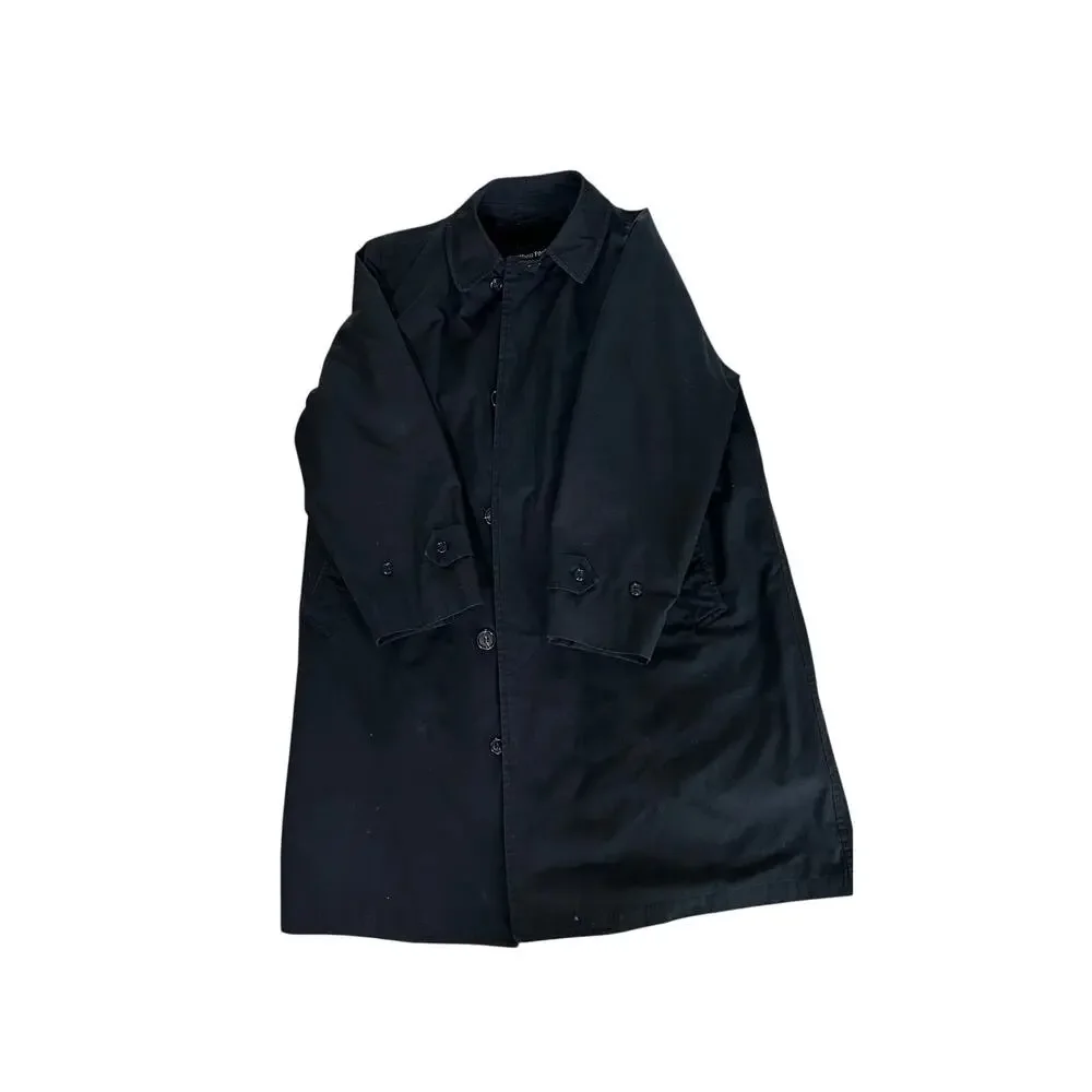 London Fog Maincoats Trench Coat Mens Black 48R Classic Raincoat Overcoat